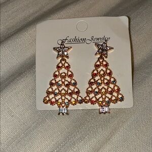 Gold Christmas Tree Earrings